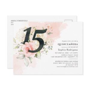 Floral Eucalyptus Leaves Quinceanera 15th Birthday  Postcard