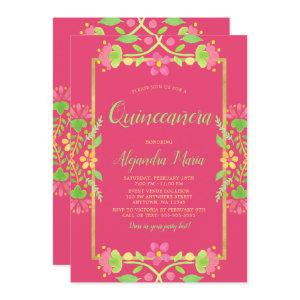 Floral Fiesta Pink Gold Quinceanera Photo