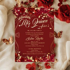 Floral Garden Scroll Ruby Mis Quince Quinceanera  Foil