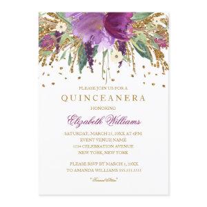 Floral Glitter Amethyst Quinceanera