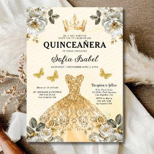 Floral Gold Bilingual Spanish Quinceanera