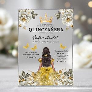 Floral Gold Butterfly Princess Quinceanera Acrylic