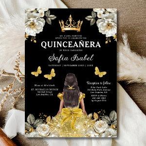 Floral Gold Butterfly Princess Quinceanera