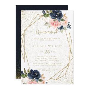 Floral Gold Glitter Geometric Quinceañera