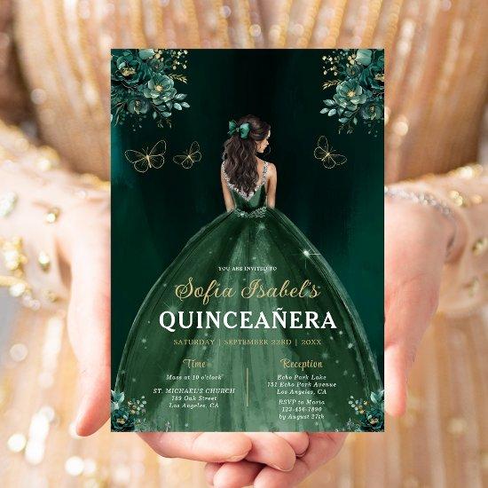 Floral Green Bilingual Spanish Quinceanera
