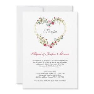 Floral Heart in Rosa and Red for Quinceañera