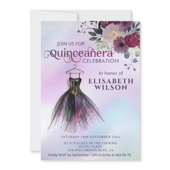 Floral holographic adorable dress Quinceañera