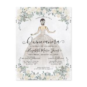 Floral Ivory White Princess Birthday Quinceanera I  Postcard