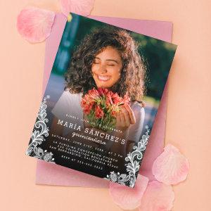 Floral Lace Quinceañera Birthday Party Photo  Postcard