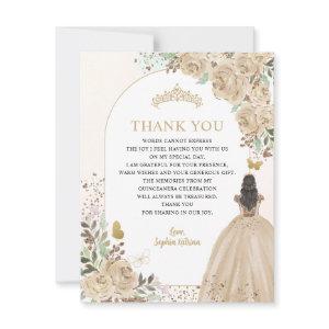 Floral Light Gold Princess Quinceanera Thank You