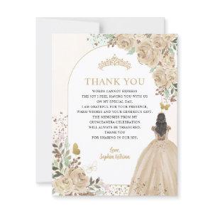 Floral Light Gold Princess Quinceanera Thank You