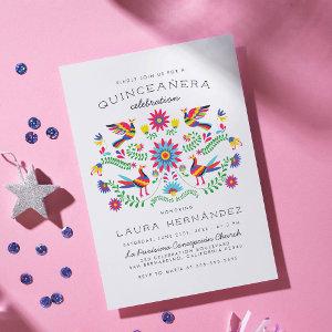 Floral Mexican Folk Art Quinceañera Birthday  Postcard