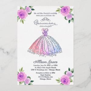 Floral Multicolor Quinceanera  Foil