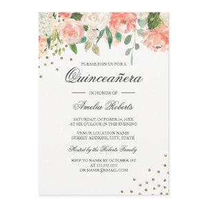 Floral Peach Blush Watercolor Quinceanera
