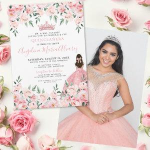 Floral Photo Blush Pink Quinceanera
