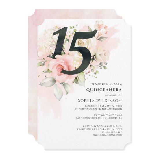 Floral Pink 15th Birthday Quinceanera Rustic