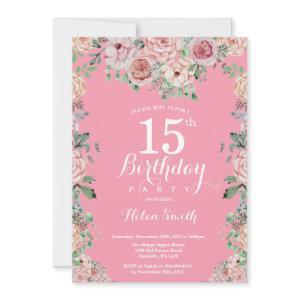 Floral Pink Peonies 15th Birthday