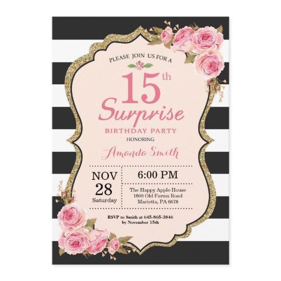 Floral Pink Peonies Surprise 15th Birthday Party