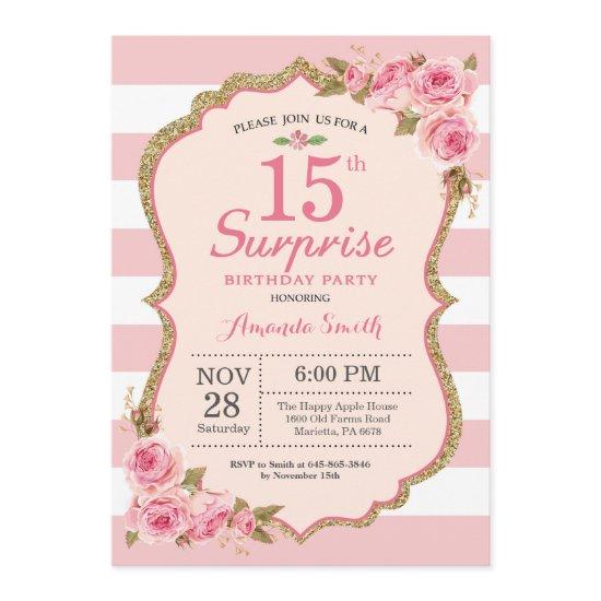 Floral Pink Peonies Surprise 15th Birthday Party