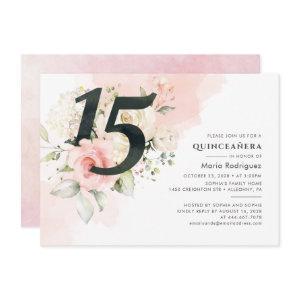 Floral Pink Quinceanera 15th Birthday Watercolor