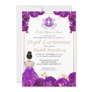 Floral Purple Gold Cinderella Royal Quinceanera