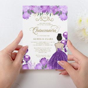 Floral Purple Princess XV Quinceañera Birthday