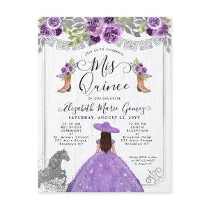 Floral Purple Silver Charra Boot Horse Quinceanera  Postcard