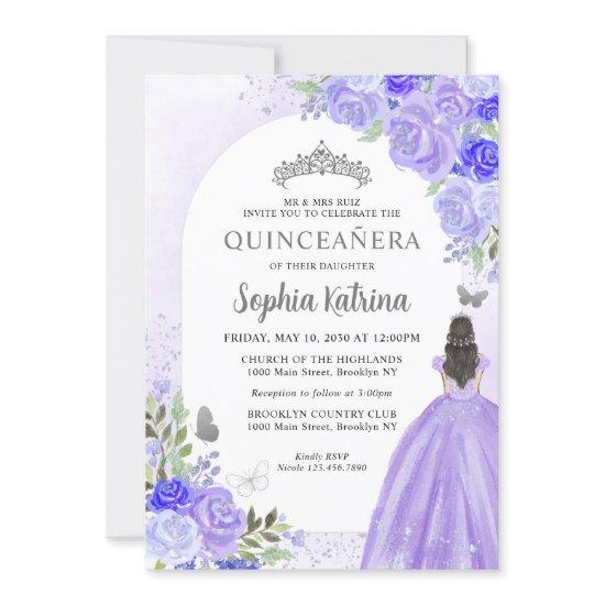Floral Purple Violet Princess Birthday Quinceanera