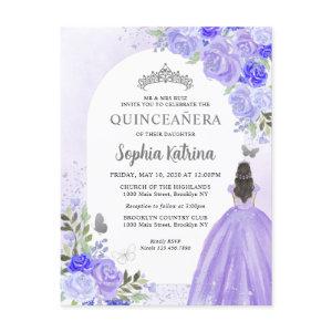Floral Purple Violet Princess Birthday Quinceanera  Postcard