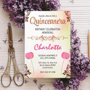 floral Quinceanera 15th Birthday for Spanish Girl