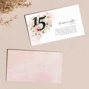 Floral Quinceanera 15th Birthday Note on Gifts Enclosure Card