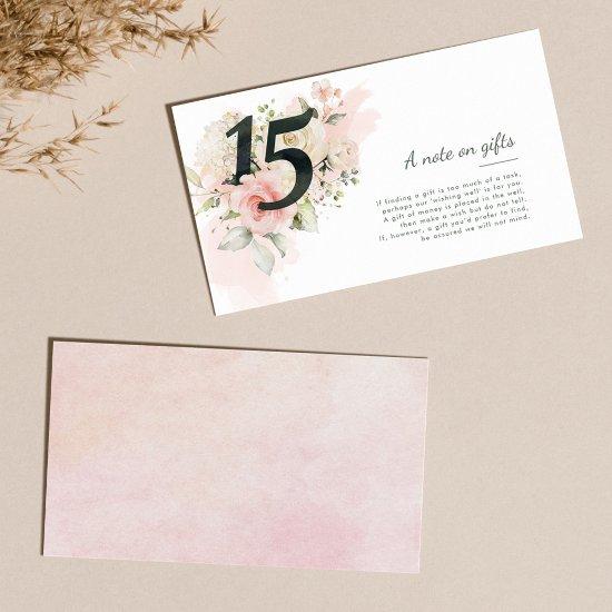Floral Quinceanera 15th Birthday Note on Gifts Enclosure Card