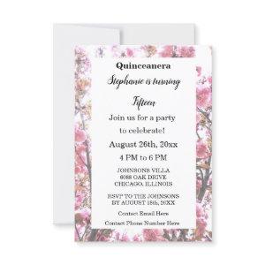 Floral Quinceanera Fifteenth Birthday Cherry Pink