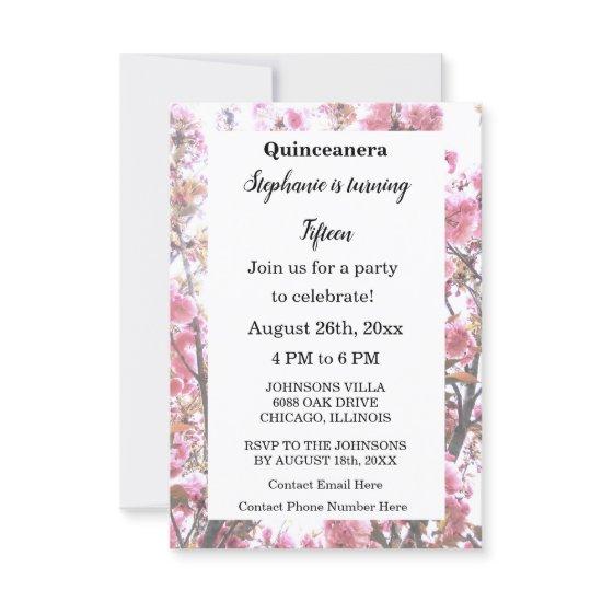 Floral Quinceanera Fifteenth Birthday Cherry Pink
