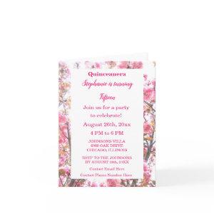 Floral Quinceanera Fifteenth Birthday Pink Cherry
