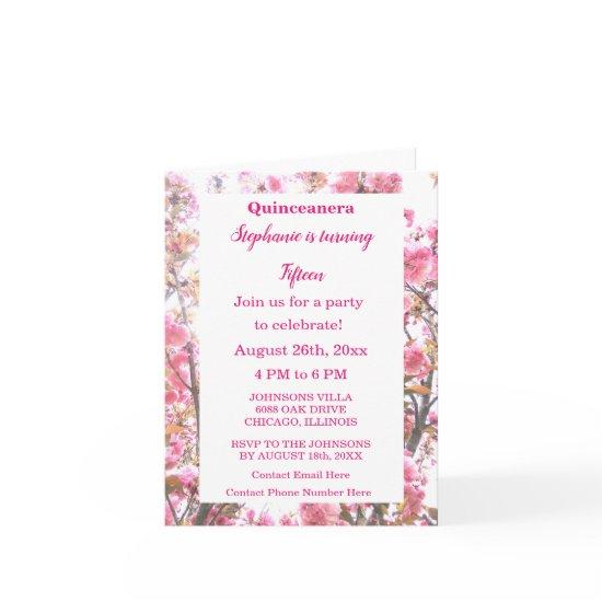 Floral Quinceanera Fifteenth Birthday Pink Cherry