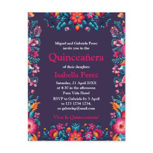 Floral Quinceanera Purple Mexican Fiesta Birthday Postcard