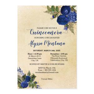 Floral Quinceanera Royal Blue Mass & Reception