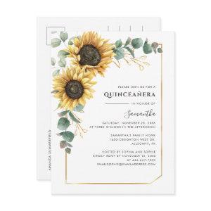Floral Quinceanera Sunflower 15th Birthday Party  Postcard