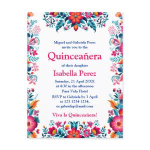 Floral Quinceanera White Mexican Fiesta Birthday Postcard