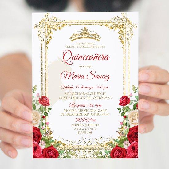 Floral Red Mexican Girl Crown Sweet 15th Birthday