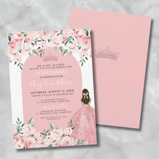 Floral Rose Blush Pink Quinceanera