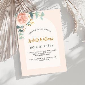 Floral rose gold blush arch birthday