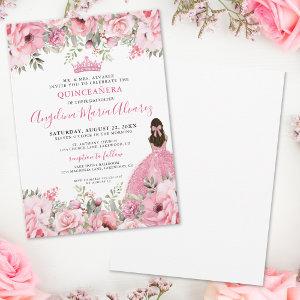 Floral Rose Pink Quinceanera