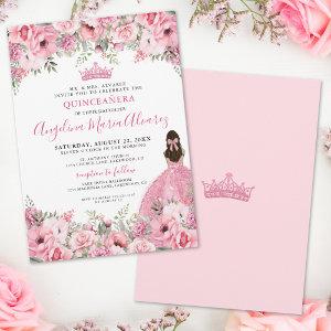 Floral Rose Pink Quinceanera