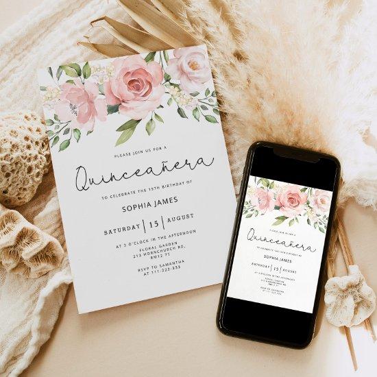 Floral roses Quinceanera 15th birthday