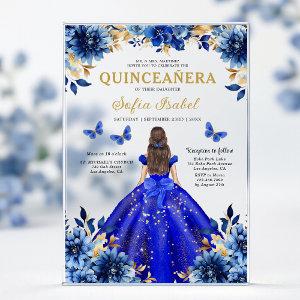 Floral Royal Blue Butterfly Princess Quinceanera Acrylic