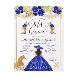 Floral Royal Blue Gold Charra Princess Quinceanera  Postcard