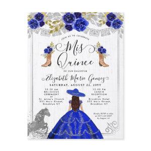 Floral Royal Blue Silver Charra Horse Quinceanera  Postcard