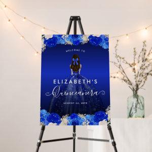 Floral Royal Navy Blue Dress Birthday Quinceanera Foam Board